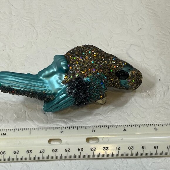 Glittered Blue Parrot Bird Christmas Tree Ornament 2.5"x 5" - Picture 13 of 14